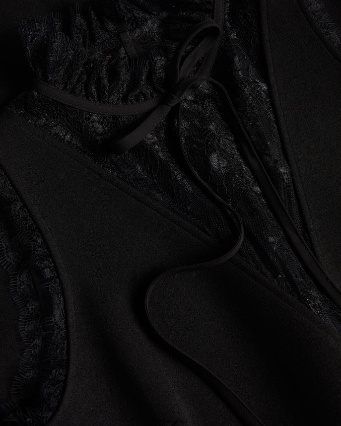 roupas Ted Baker vestido camisa chharis com painéis de renda preto mulheres 8X6HDF52