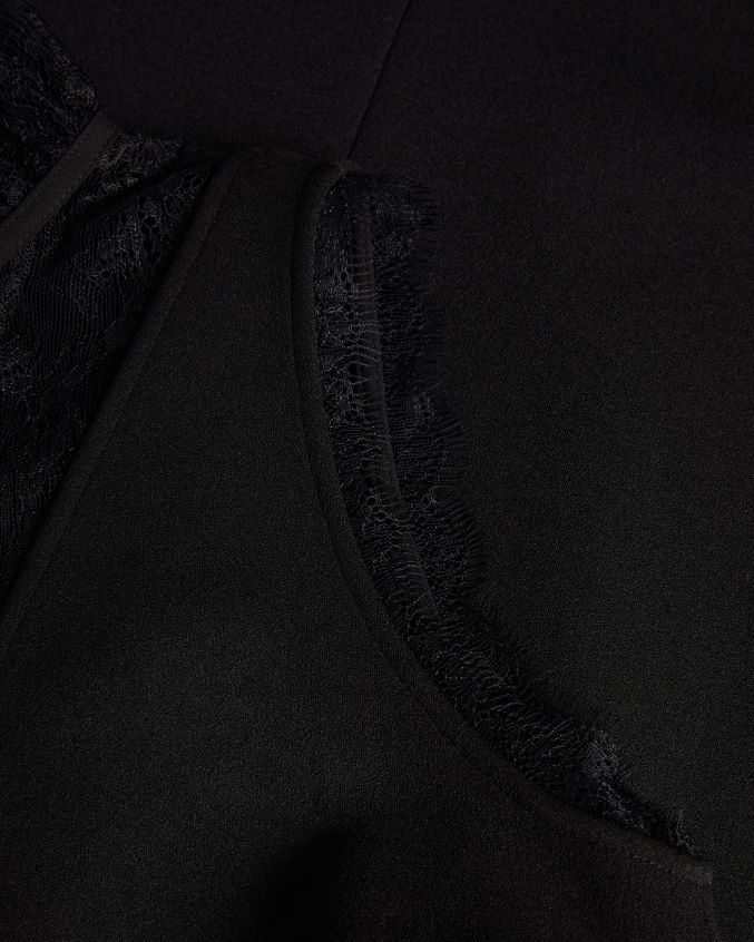 roupas Ted Baker vestido camisa chharis com painéis de renda preto mulheres 8X6HDF52