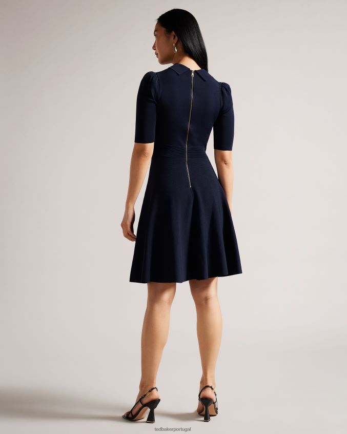 roupas Ted Baker vestido delicado de malha pointelle hillder azul escuro mulheres 8X6HDF199