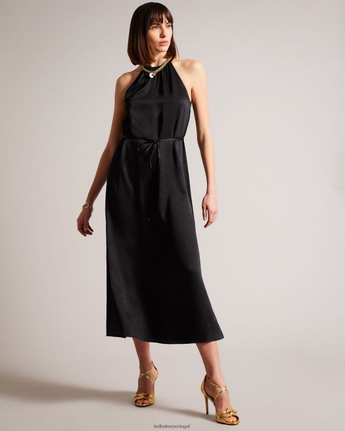 roupas Ted Baker vestido midaxi decote halter roxieyy preto mulheres 8X6HDF474