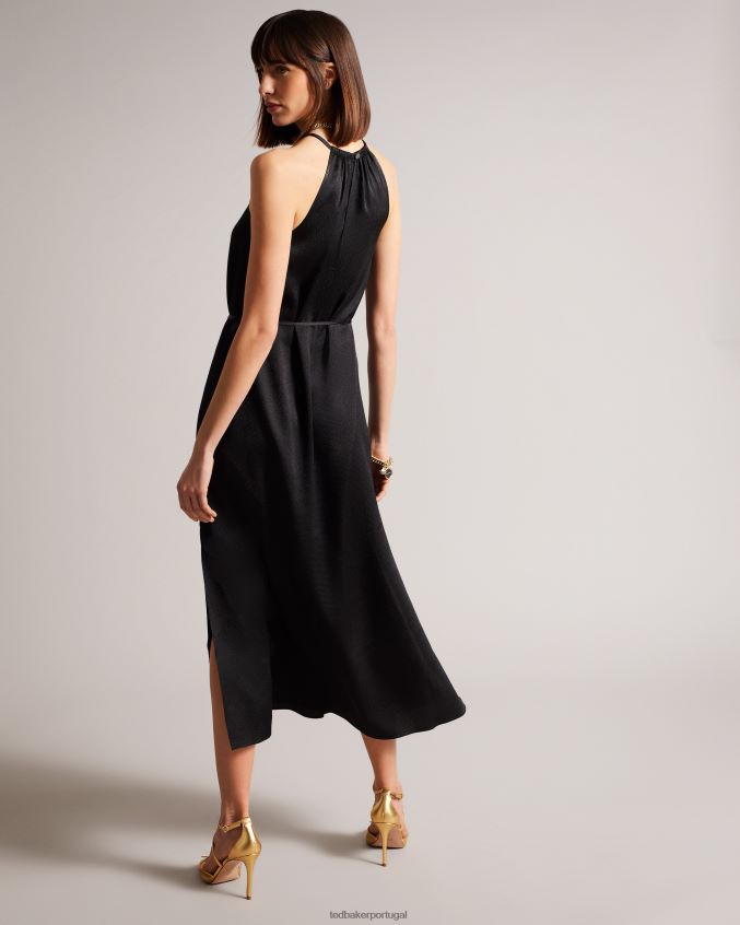 roupas Ted Baker vestido midaxi decote halter roxieyy preto mulheres 8X6HDF474