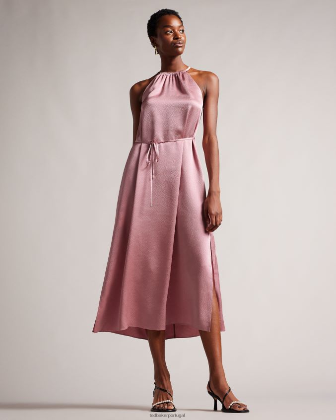 roupas Ted Baker vestido midaxi decote halter roxieyy rosa escuro mulheres 8X6HDF193