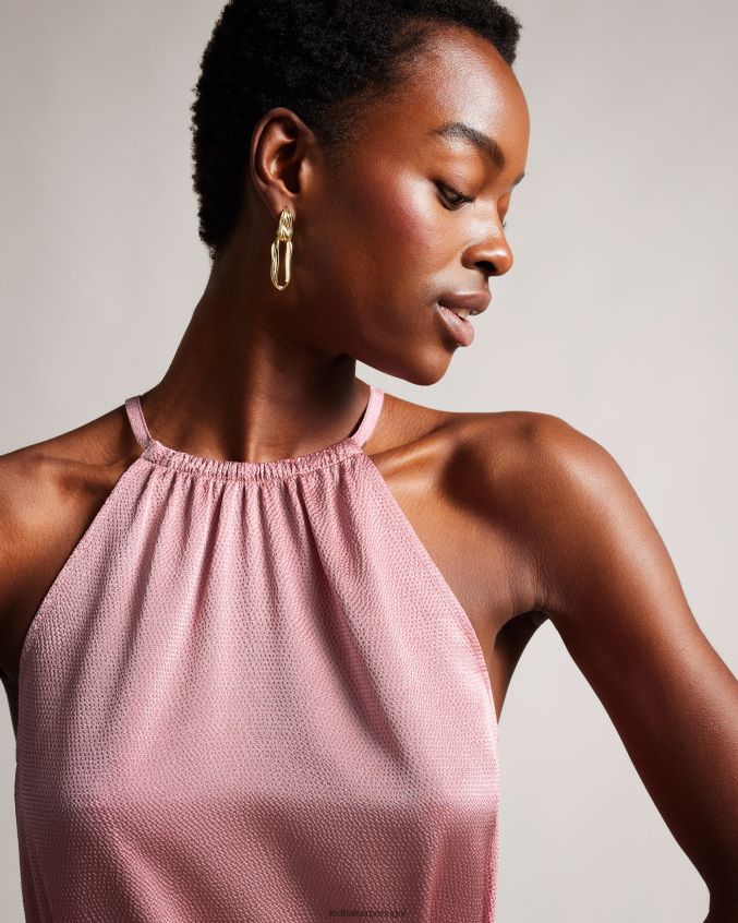 roupas Ted Baker vestido midaxi decote halter roxieyy rosa escuro mulheres 8X6HDF193