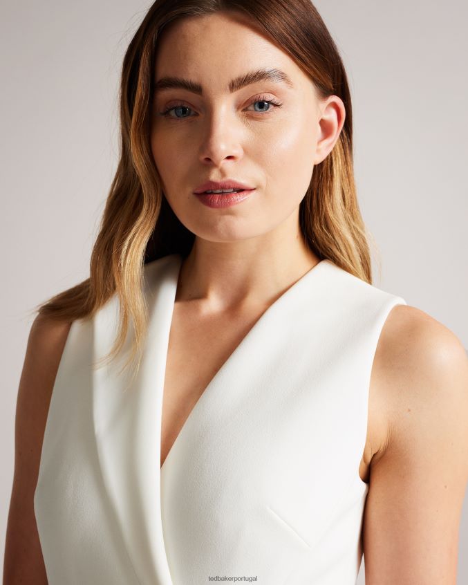 roupas Ted Baker vestido tilolah com detalhe de costura bodycon marfim mulheres 8X6HDF232