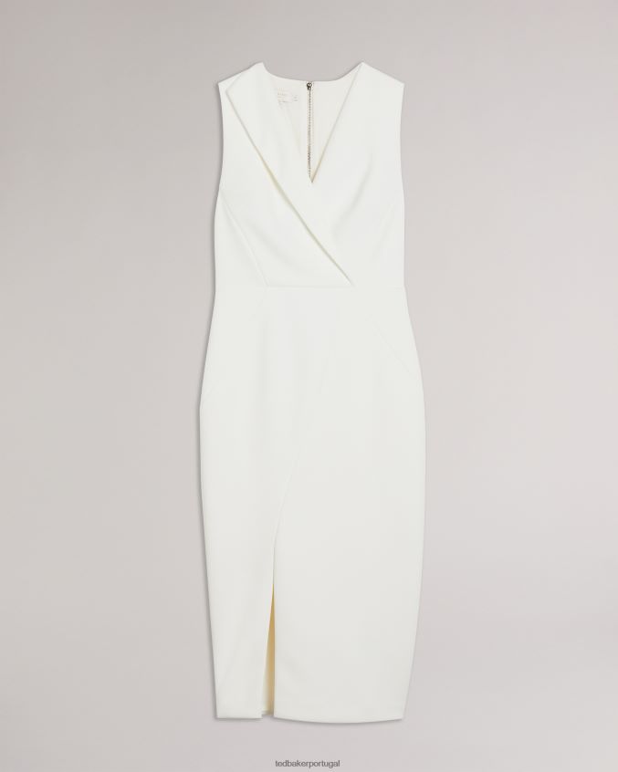 roupas Ted Baker vestido tilolah com detalhe de costura bodycon marfim mulheres 8X6HDF232