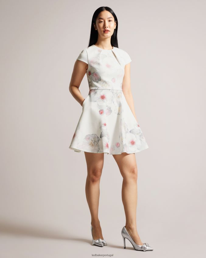 roupas Ted Baker vestido skatista com estampa floral trinia natural mulheres 8X6HDF61