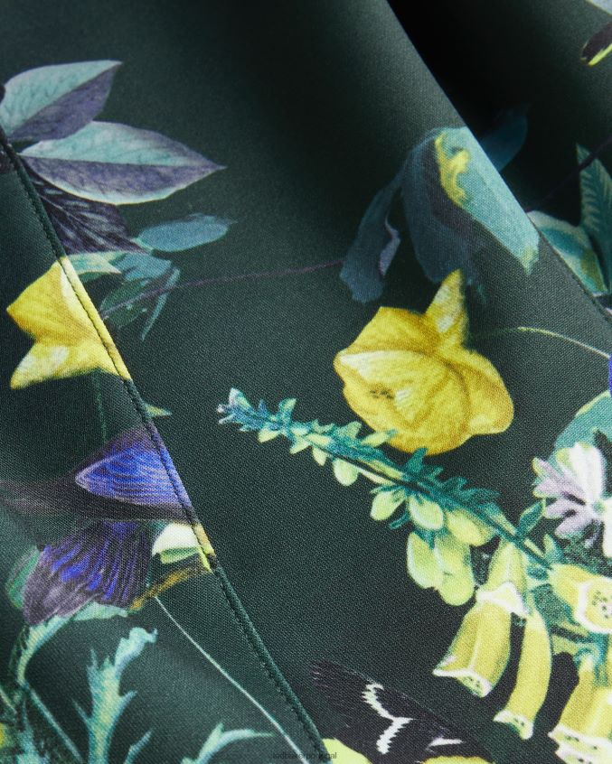 roupas Ted Baker vestido skatista de neoprene estampado Lexiya verde escuro mulheres 8X6HDF282