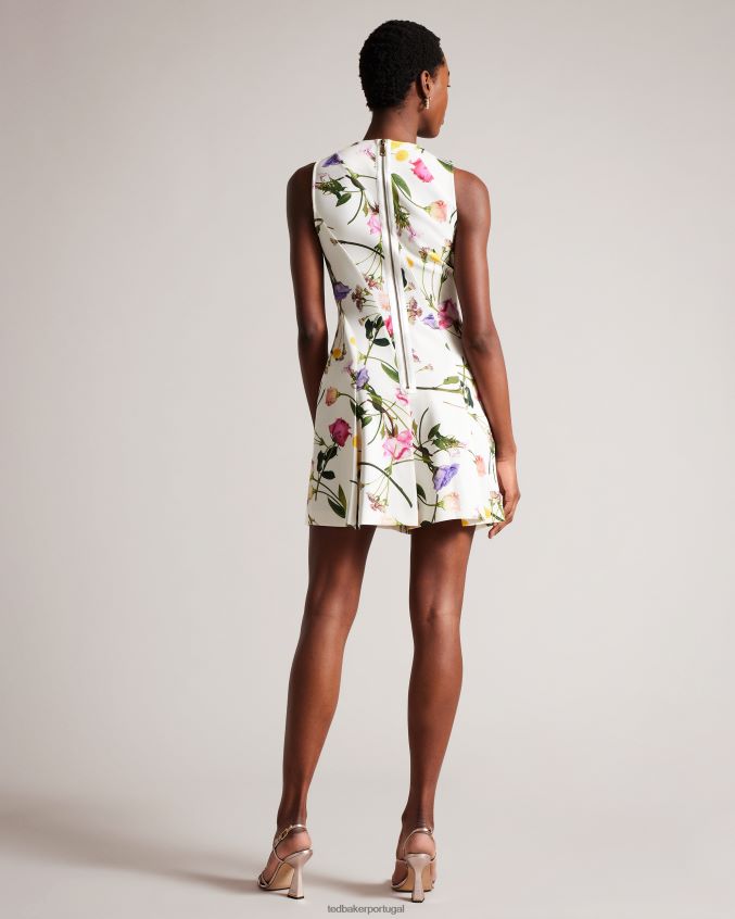 roupas Ted Baker vestido skatista de neoprene estampado ruxane branco mulheres 8X6HDF166