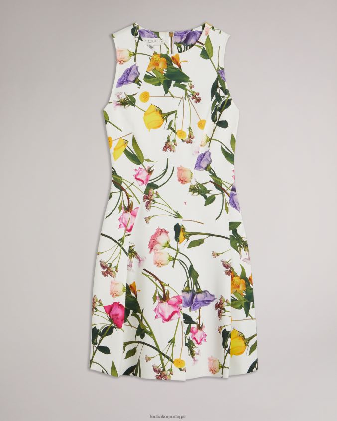 roupas Ted Baker vestido skatista de neoprene estampado ruxane branco mulheres 8X6HDF166