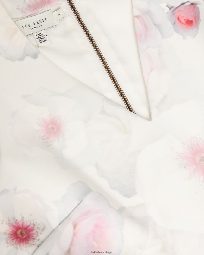roupas Ted Baker vestido skatista estampado emleey com decote em V natural mulheres 8X6HDF79