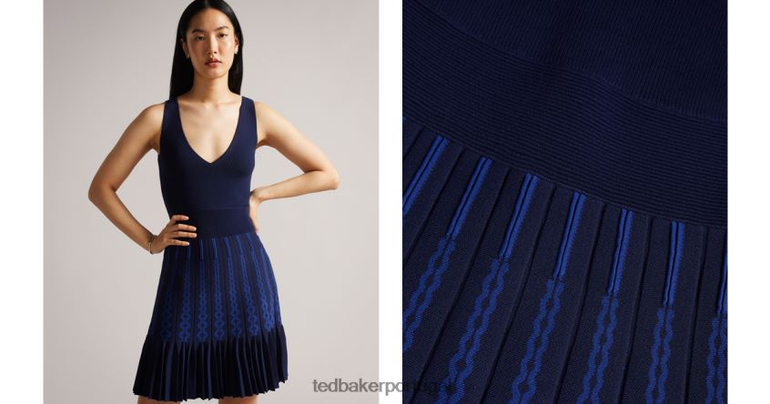 roupas Ted Baker vestido skatista julote flippy tricot marinha mulheres 8X6HDF206