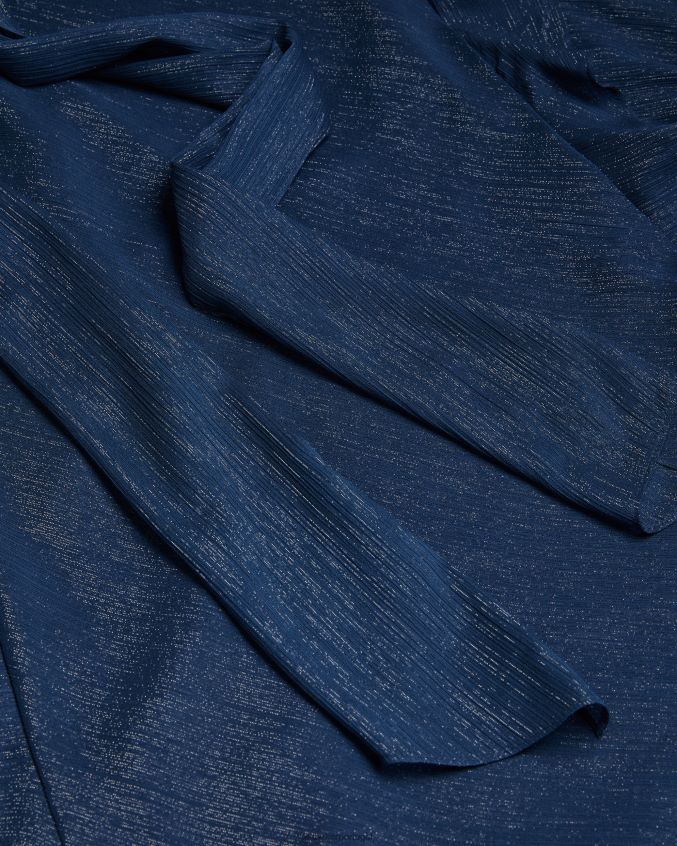 roupas Ted Baker Laurae vestido maxi com corte viés e detalhe de babados azul escuro mulheres 8X6HDF235