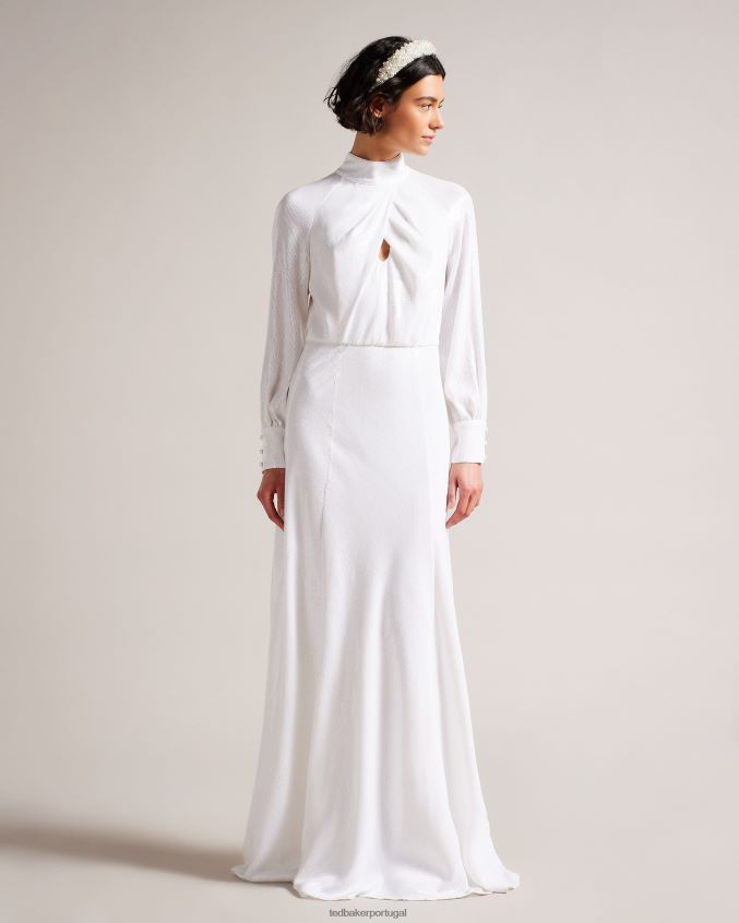 roupas Ted Baker Vestido maxi drapeado com lantejoulas e enfeites mayrose branco mulheres 8X6HDF137