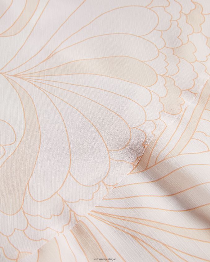 roupas Ted Baker vestido maxi com detalhes de babados sheriil paisley nude claro mulheres 8X6HDF347