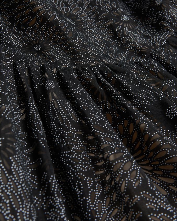 roupas Ted Baker vestido maxi em camadas com manga bufante meganie preto mulheres 8X6HDF16
