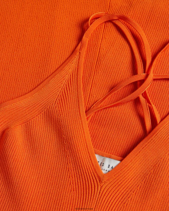 roupas Ted Baker vestido maxi em malha canelada marrlyy laranja brilhante mulheres 8X6HDF255