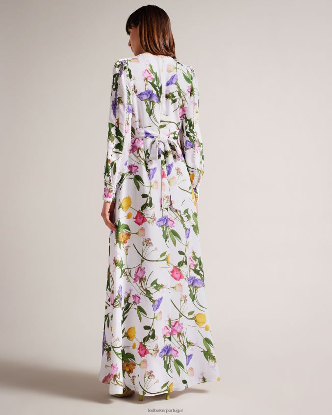 roupas Ted Baker vestido maxi floral com manga blusão marggoh branco mulheres 8X6HDF211