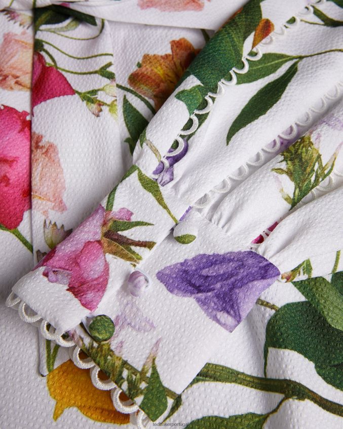 roupas Ted Baker vestido maxi floral com manga blusão marggoh branco mulheres 8X6HDF211