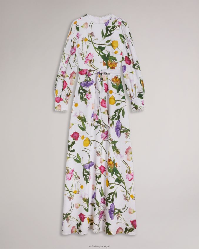 roupas Ted Baker vestido maxi floral com manga blusão marggoh branco mulheres 8X6HDF211