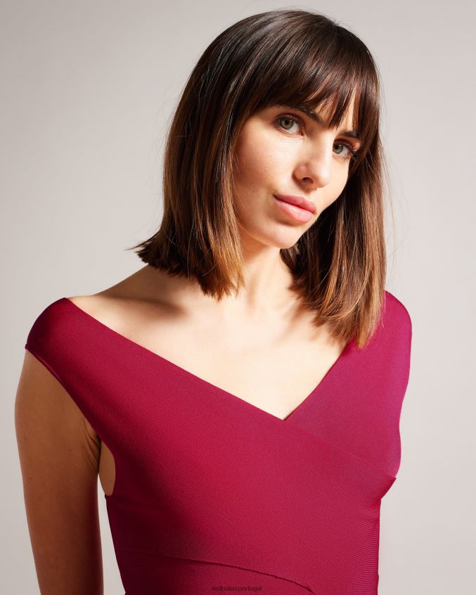 roupas Ted Baker bodycon midi em tricô mikella Rosa brilhante mulheres 8X6HDF198