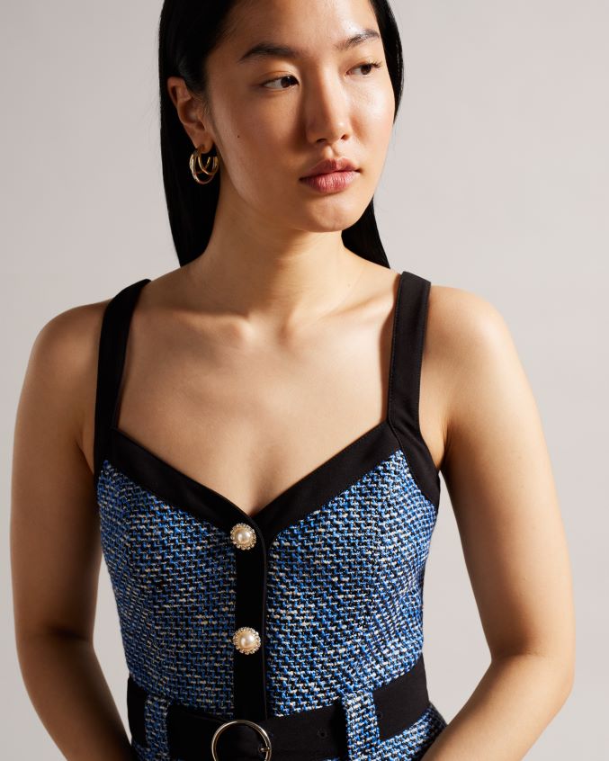 roupas Ted Baker vestido midi boucle diniiad azul marinho mulheres 8X6HDF130