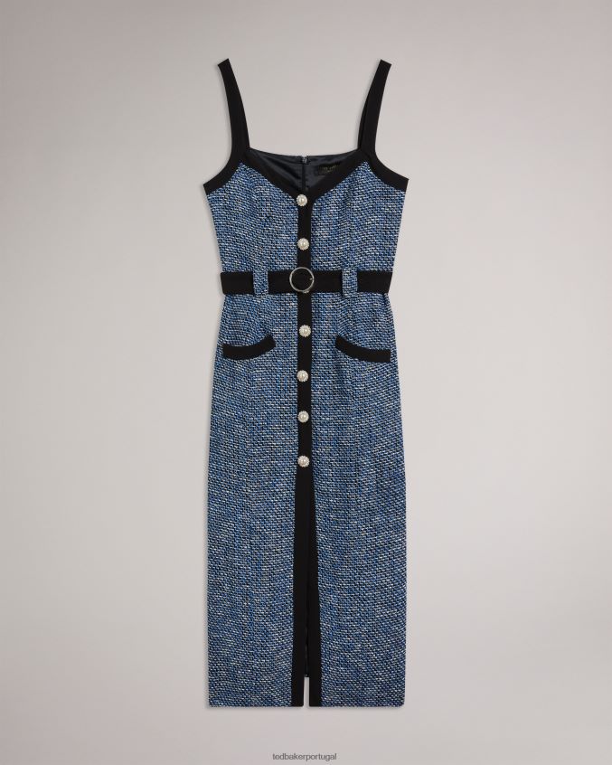 roupas Ted Baker vestido midi boucle diniiad azul marinho mulheres 8X6HDF130