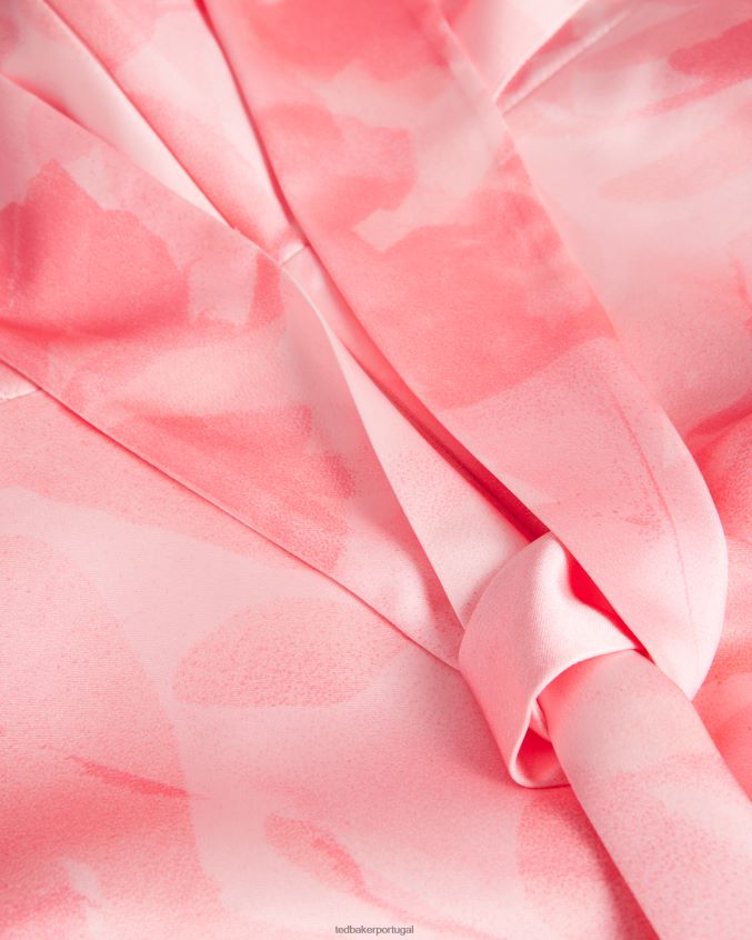 roupas Ted Baker vestido midi com decote em bico e corte viés da floresta coral mulheres 8X6HDF14