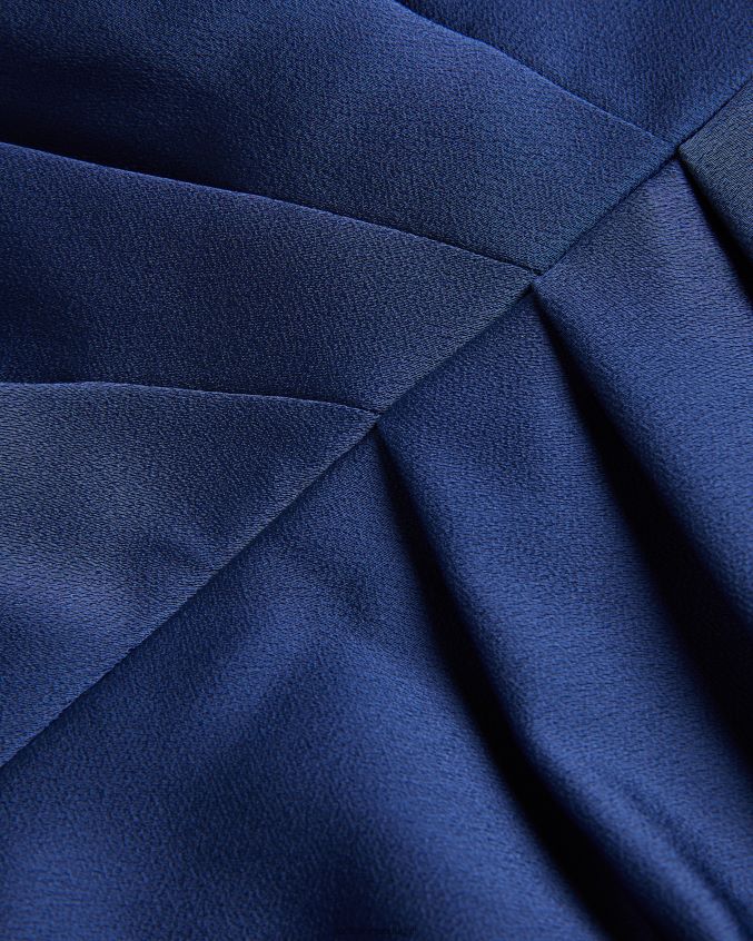 roupas Ted Baker vestido midi com drapeado ombro único gabie azul escuro mulheres 8X6HDF23