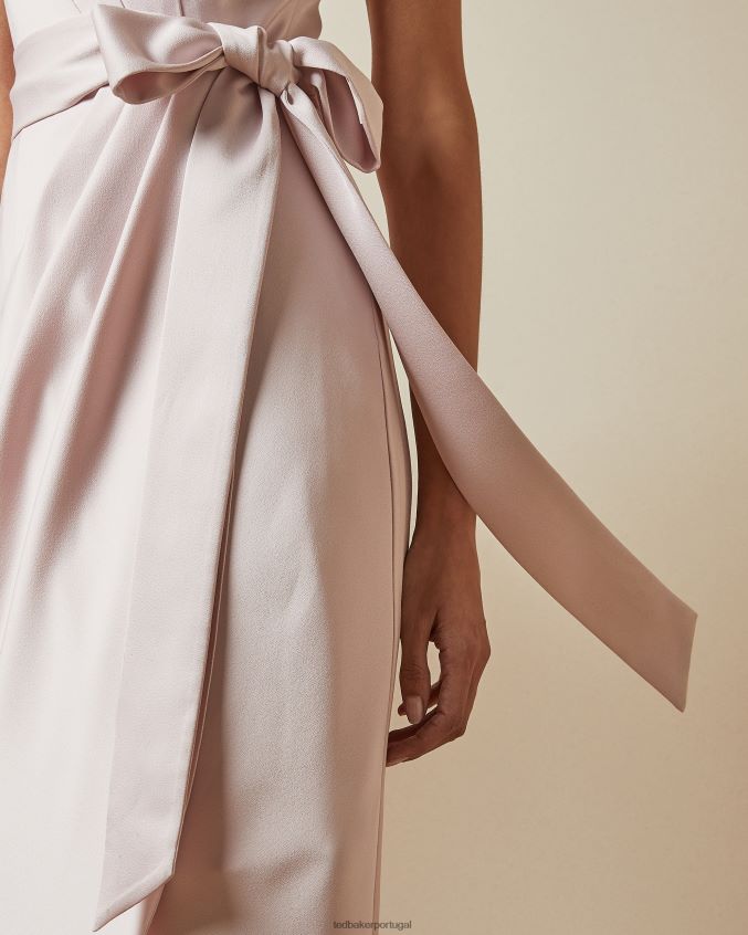 roupas Ted Baker vestido midi com drapeado ombro único gabie luz rosa mulheres 8X6HDF11