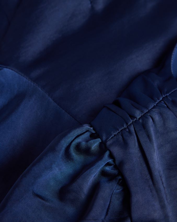 roupas Ted Baker vestido midi de cetim daniia com manga blusão azul escuro mulheres 8X6HDF29