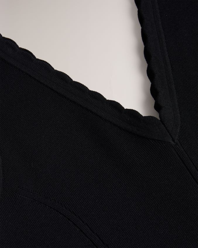 roupas Ted Baker vestido midi tricot juliann bordado preto mulheres 8X6HDF323